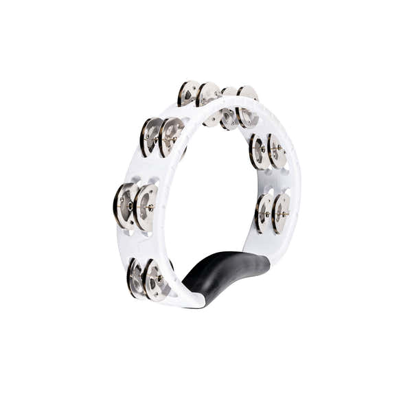 Meinl PERCUSSION HEADLINER SERIES HAND HELD ABS TAMBOURINE DUAL ROW WHITE STAINLESS STEEL JINGLES