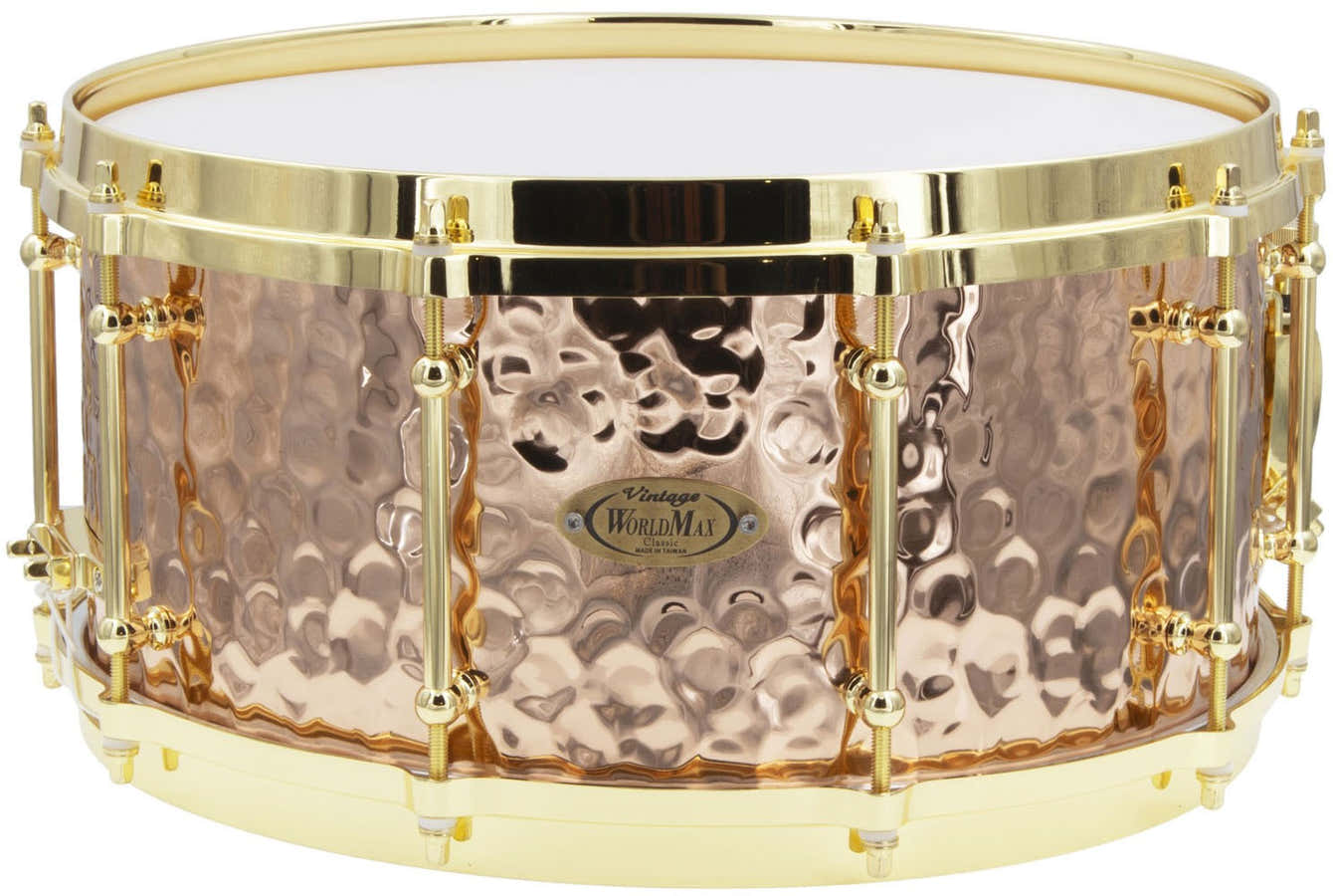 BZH-6514DHBR - Hammered Bronze Shell Series 14" x 6.5" Snare Drum - Die Cast Hoops