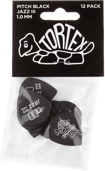 Dunlop 12 x 1,00mm Tortex Pitch Black Jazz III