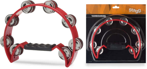 CUTAWAY TAMBOURINE 16 JINGLES RED