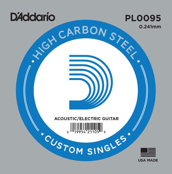 D'ADDARIO PL0095 PLAIN STEEL GUITAR SINGLE STRING .0095