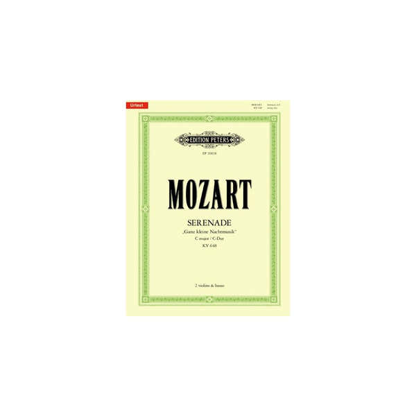 Edition Peters MOZART W.A - SERENADE C-DUR "GANZ KLEINE NACHTMUSIK" KV 648 - 2 VIOLONS & PIANO