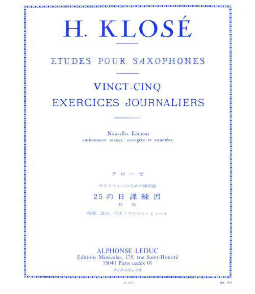 Klose - 25 Exercices Journaliers - Saxophone