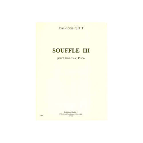 Combre Petitjl - Souffle III - Clarinette et Piano