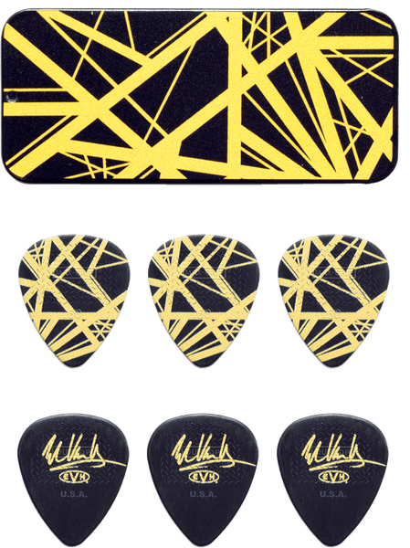 Dunlop 6 x 0,60mm EVH Black/Yellow Tin