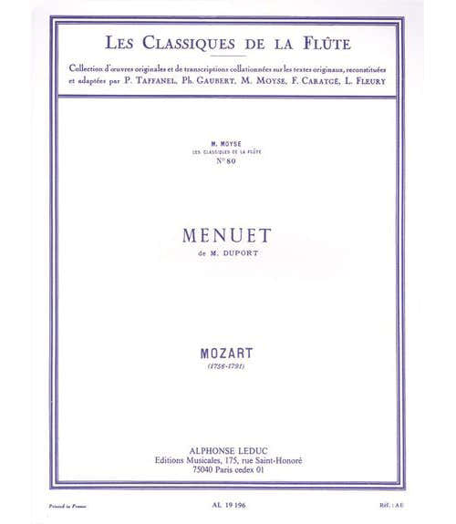 Leduc Mozart W.a. - Menuet De M. Duport - Flûte et Piano