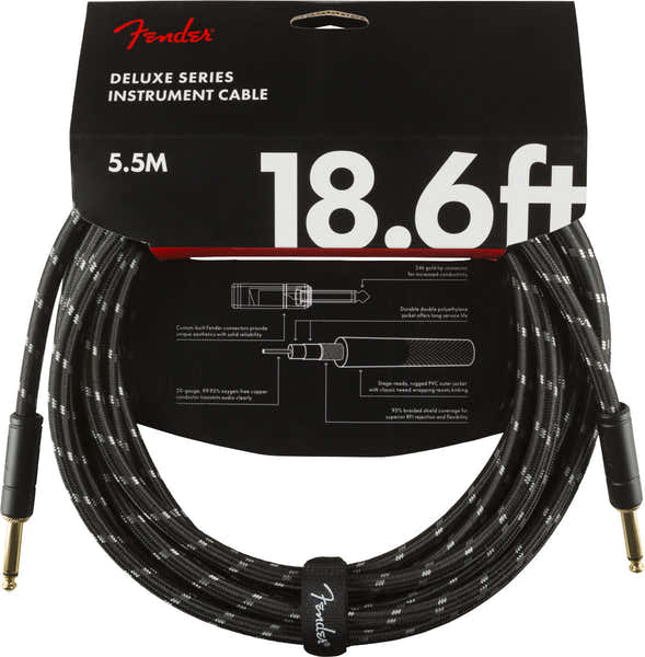Fender DELUXE INSTRUMENT CABLE STRAIGHT/STRAIGHT 18.6' BLACK TWEED