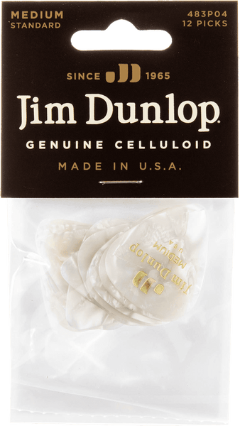 Dunlop 12 x Medium Celluloid White Perloid
