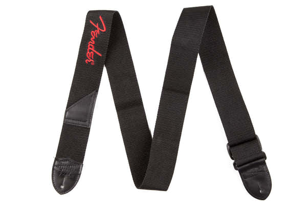 Fender 2" Black Poly Strap W/ Red Logo