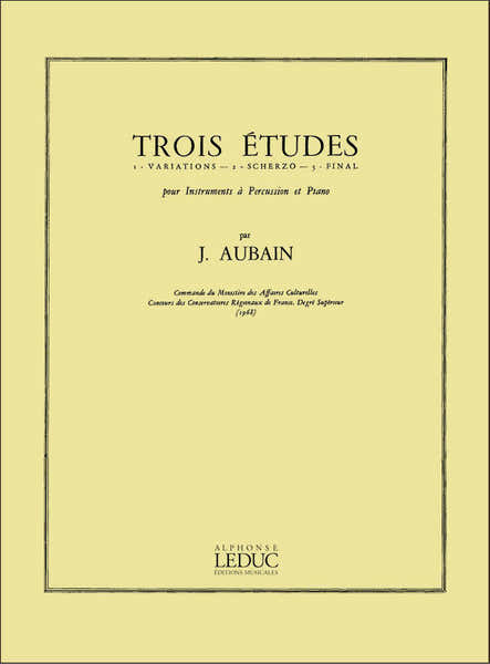 Leduc 3 Etudes pour Instruments à Percussion et piano