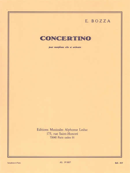 Leduc Bozza Eugene - Concertino - Saxophone Alto & Piano