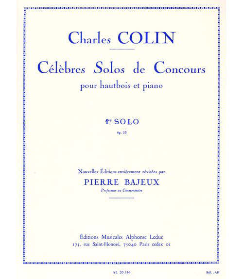 Leduc Bajeux / Colin - Celebre Solo De Concours N°1 Op.33 - Hautbois et Piano