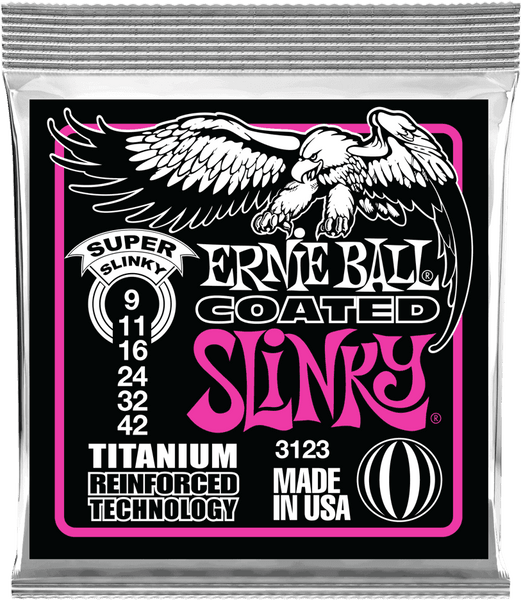 Ernie Ball 3123 Coated Titanium Super Slinky 9-42