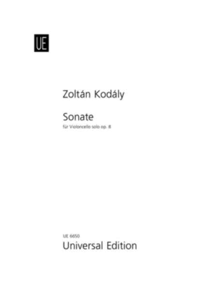 Universal Edition Kodaly Zoltan - Sonate FüR Violoncello Solo Op.8