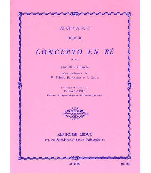 Leduc MOZART WOLFGANG AMADEUS - CONCERTO EN RE - FLUTE ET PIANO
