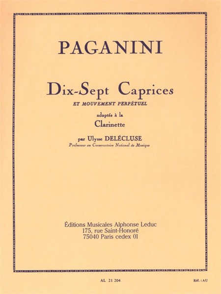 Leduc Paganini N. - 17 Caprices et Mouvement Perpetuel - Clarinette