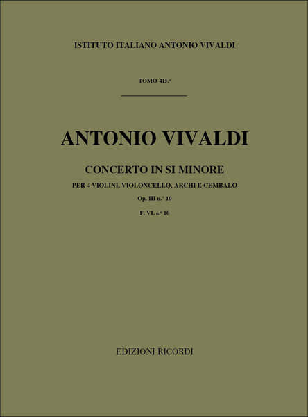 Ricordi VIVALDI A. - CONCERTI IN SI MIN. OP.III N.10 RV 580 - VIOLONS