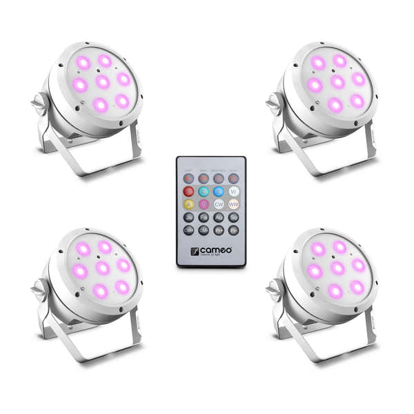 Cameo ROOT PAR 4 WH SET 1 - SET COMPOSED OF 4 X CLROOTPAR4WH WITH INFRARED REMOTE CONTROL