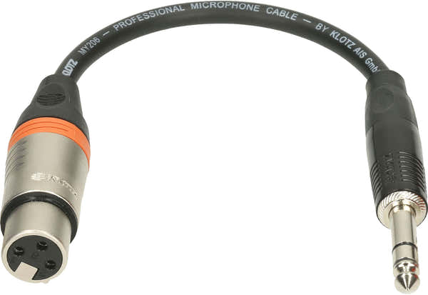 XLR-FP6.3 XLR F-JACK 1/4" ST. ADAPT. 0,2M XLR3P F KLOTZ - JACK 3P 6,35MM