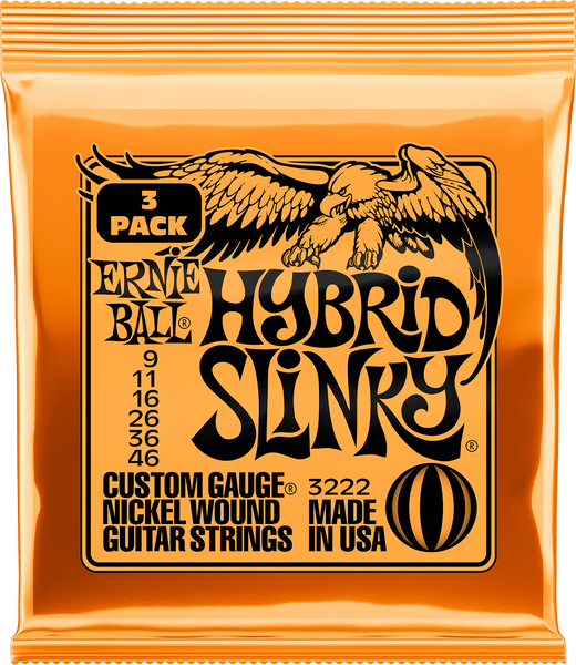 Ernie Ball 3222 Hybrid Slinky 9-46 Pack of 3