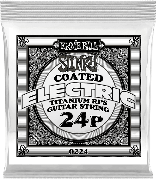 Ernie Ball .024 SLINKY COATED TITANIUM REINFORCED PLAIN ELECTRIC GUITAR STRINGS
