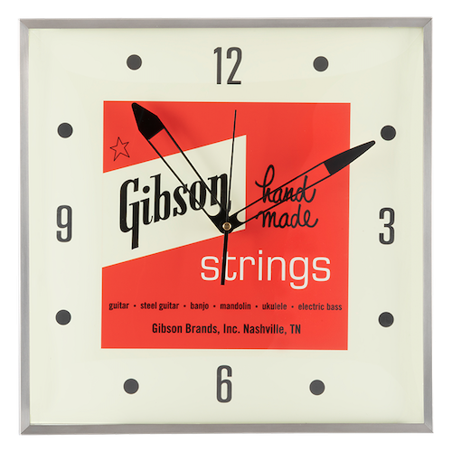 Home Office And Studio Gibson Vintage Lighted Wall Clock - Handmade Strings Sign