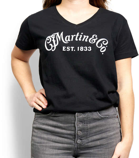 C.F. Martin & Co T-shirt col V black logo Martin White M