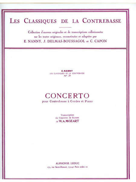 Leduc Moz - Concerto For Bassoon Transcribed For Double Bass