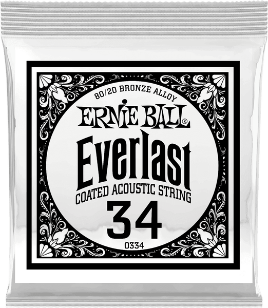 Ernie Ball .034 EVERLAST COATED 80/20 BRONZE ACOUSTIC GUITAR STRINGS