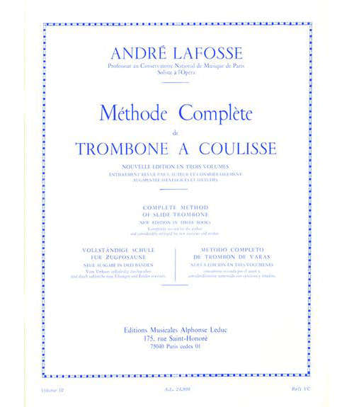 Leduc Lafosse Andre - Methode Complete De Trombone A Coulisse Vol.3