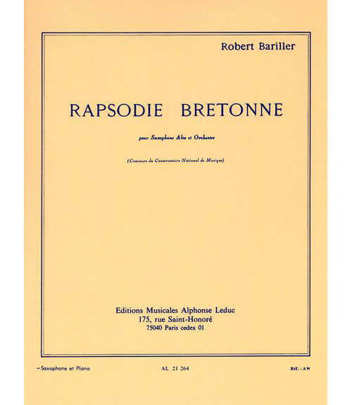 Leduc Bariller R. - Rapsodie Bretonne - Saxophone Alto et Piano