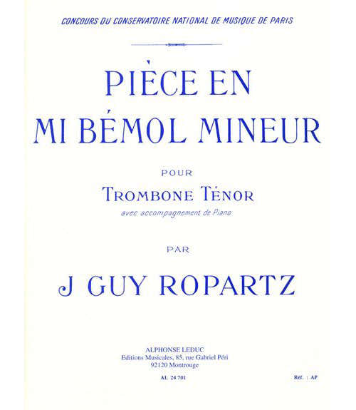 Leduc Ropartz J. G. - Piece En Mib Mineur - Trombone et Piano