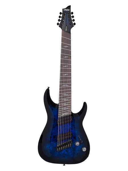 Schecter Omen 8 Ms Elite See Thru Blue Burst