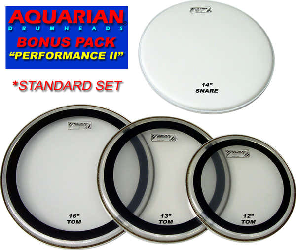 Aquarian PERFORMANCE II STANDARD DRUM HEAD SET 12"/13"/16" + SNARE 14"