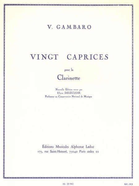 Leduc Gambaro V. - 20 Caprices - Clarinette