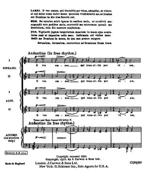 Hal Leonard Vaughan Williams Ralph - O Vos Omnes