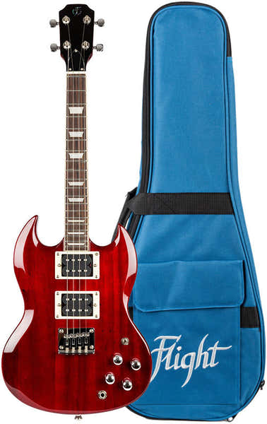 Flight Pioneer Tenor Electric Ukulele - Cherry Red -