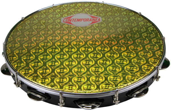 Contemporanea Pandeiro 14" black formica - gold prismatic head - Pro - 9
