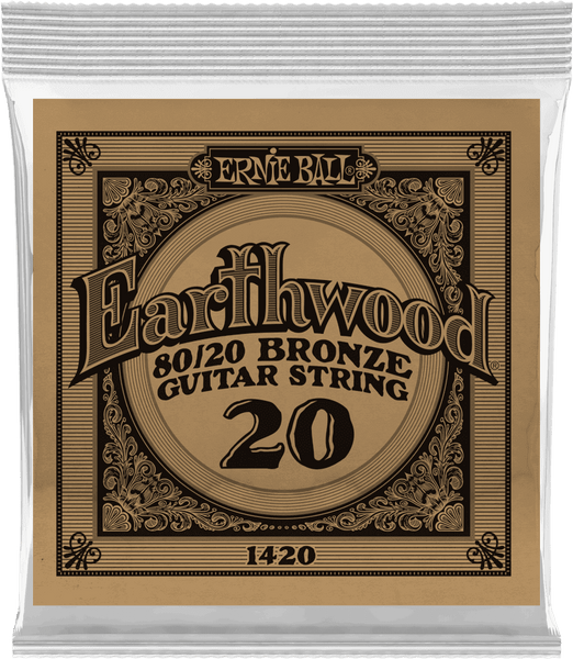 Ernie Ball .020 EARTHWOOD 80/20 BRONZE ACOUSTIC GUITAR STRINGS