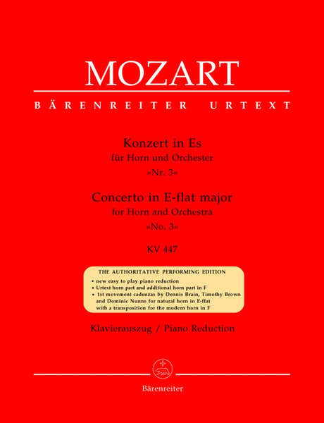 Barenreiter Moz W.A. - Concerto N°3 En Mib Majeur Kv 447 Pour Cor Et Orchestre - Cor Piano