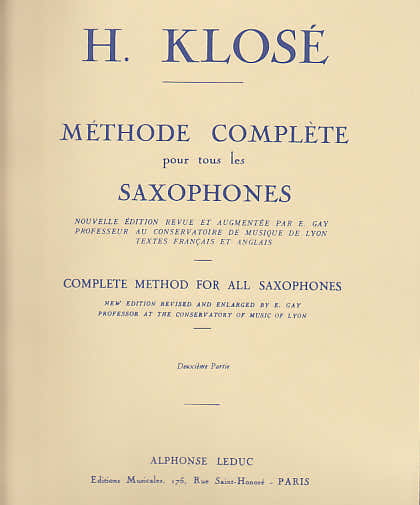Leduc Klose - Methode Complete Pour Tous Les Saxophones Vol.2