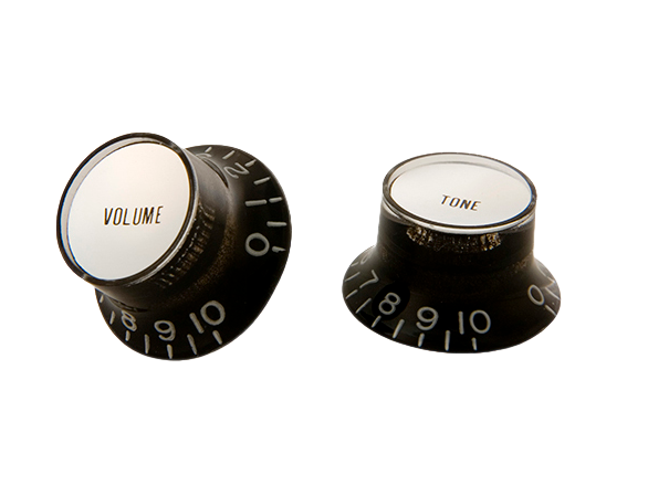 PARTS TOP HAT KNOBS W/ SILVER METAL INSERT BLACK 4 PACK