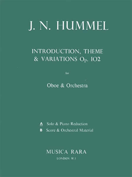 Edition Breitkopf Hummel J.N. - Introduktion,Thema U.Variation - Hautbois Piano
