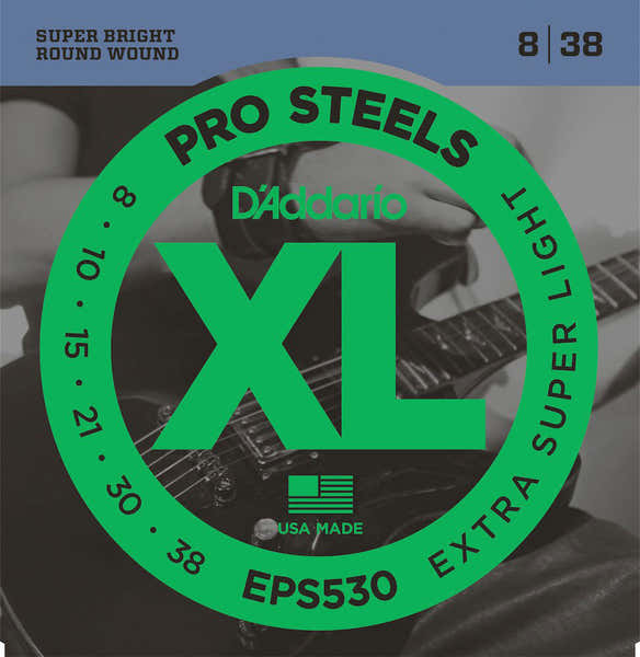 D'ADDARIO EPS530 PROSTEELS ELECTRIC GUITAR STRINGS EXTRA-SUPER LIGHT 8-38