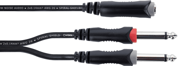 Cable Y Breakout Stereo Jack Female / 2 Mono Jacks Male 30 cm
