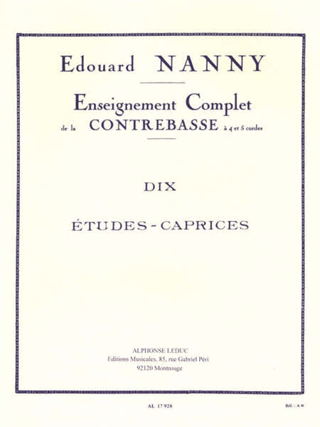 Leduc Nanny Edouard - 10 Etudes Caprices - Contrebasse