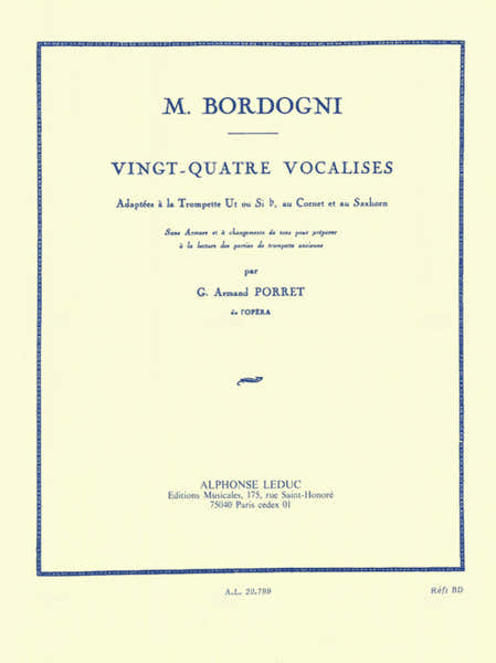 Leduc Bordogni. VINGT-quatre Vocalises - Trompette