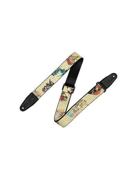Levys TATTOO SERIES - 5 CM POLYESTER LEATHER TIP WITH TATTOO MOTIFS - DESIGN 005