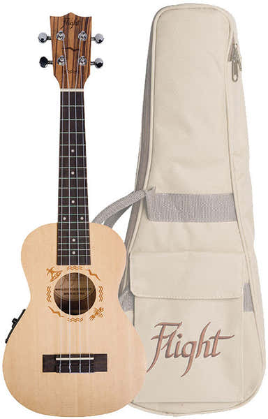 Flight DUC525CEQ Concert Electro Ukulele -Solid Top Zebra -