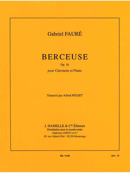 Leduc Berceuse Op.16 pour clarinette et piano